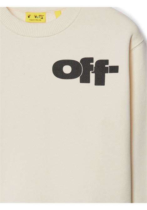 Felpa girocollo panna con stampa nera Off-white kids OFF WHITE KIDS | FELPE E TUTE | OBBA001F24FLE0060310